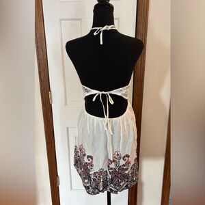White Halter Dress with Paisley Print